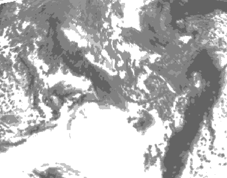 GDPS total cloud 018 hour forecast chart for Canada based on 2026/10/17 0000Z data