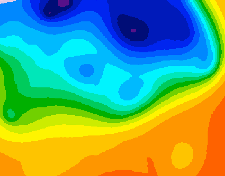 GDPS 500 millibar geopotential height 030 hour forecast chart for Canada based on 2026/10/18 0000Z data