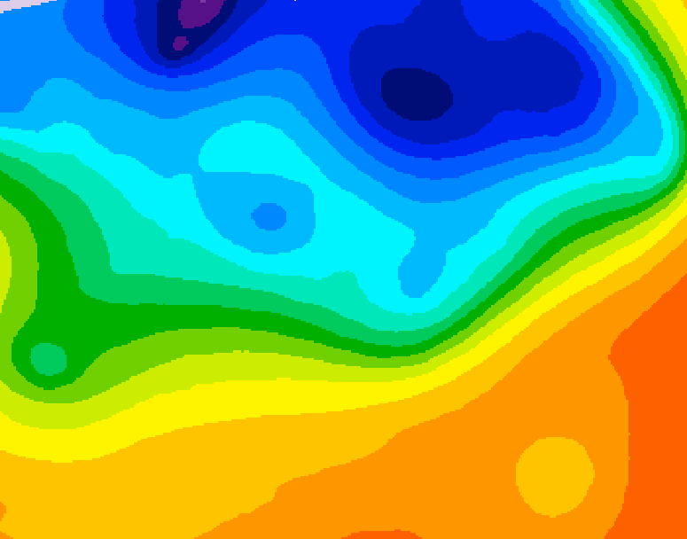 GDPS 500 millibar geopotential height 036 hour forecast chart for Canada based on 2026/10/18 0000Z data
