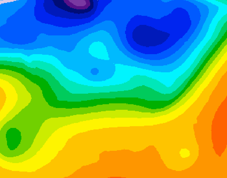 GDPS 500 millibar geopotential height 054 hour forecast chart for Canada based on 2026/10/18 0000Z data