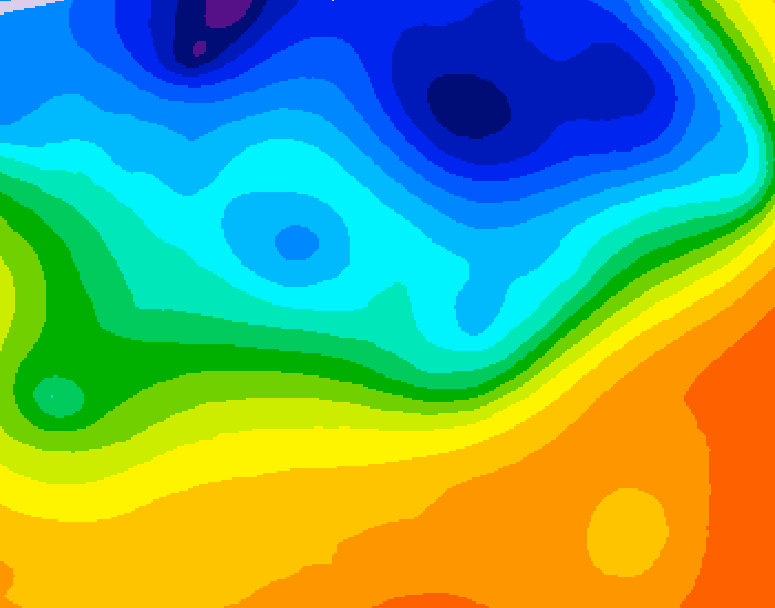 GDPS 500 millibar geopotential height 024 hour forecast chart for Canada based on 2026/10/18 1200Z data