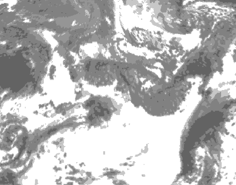 GDPS total cloud 054 hour forecast chart for Canada based on 2026/10/18 0000Z data
