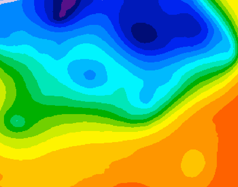 GDPS 500 millibar geopotential height 012 hour forecast chart for Canada based on 2026/10/19 0000Z data