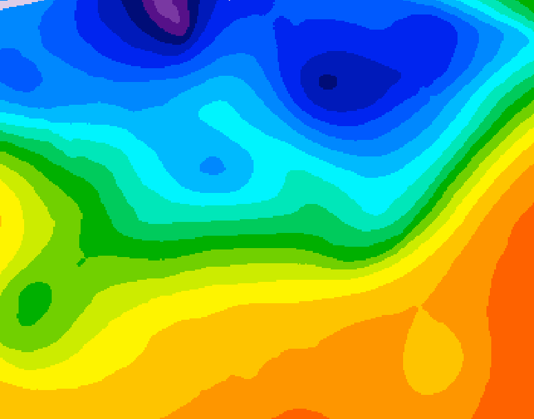 GDPS 500 millibar geopotential height 012 hour forecast chart for Canada based on 2026/10/19 1200Z data