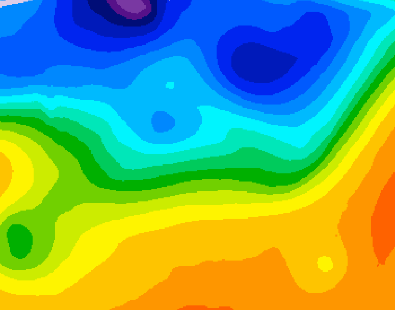 GDPS 500 millibar geopotential height 018 hour forecast chart for Canada based on 2026/10/19 1200Z data