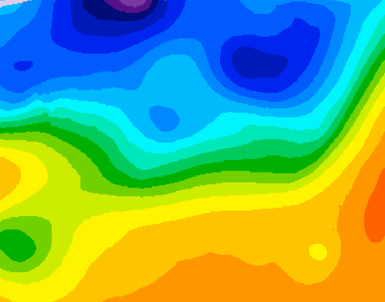 GDPS 500 millibar geopotential height 024 hour forecast chart for Canada based on 2026/10/19 1200Z data