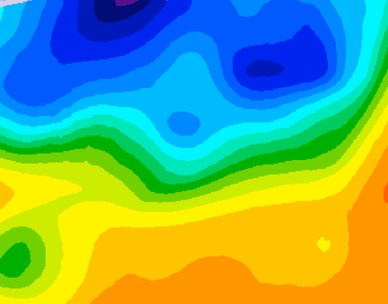GDPS 500 millibar geopotential height 036 hour forecast chart for Canada based on 2026/10/19 1200Z data