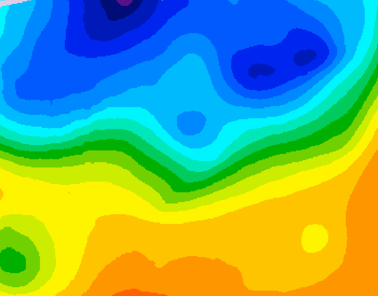 GDPS 500 millibar geopotential height 018 hour forecast chart for Canada based on 2026/10/20 1200Z data