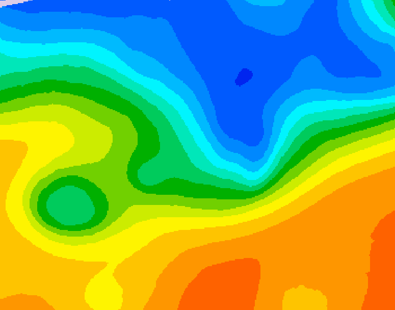 GDPS 500 millibar geopotential height 132 hour forecast chart for Canada based on 2026/10/20 1200Z data
