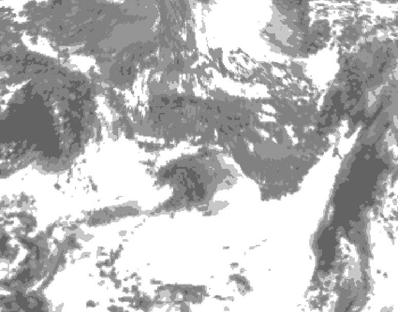 GDPS total cloud 012 hour forecast chart for Canada based on 2026/10/20 0000Z data