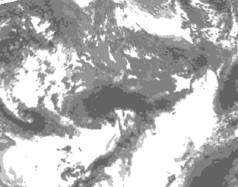 GDPS total cloud 102 hour forecast chart for Canada based on 2026/10/20 1200Z data