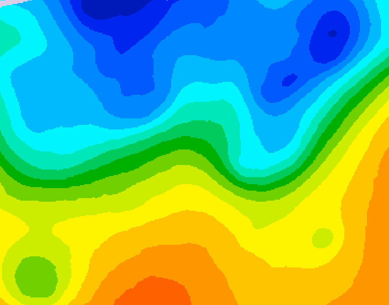 GDPS 500 millibar geopotential height 018 hour forecast chart for Canada based on 2026/10/21 1200Z data