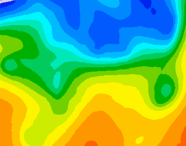 GDPS 500 millibar geopotential height 036 hour forecast chart for Canada based on 2026/10/22 1200Z data