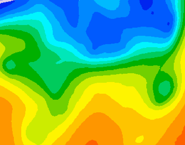 GDPS 500 millibar geopotential height 012 hour forecast chart for Canada based on 2026/10/23 1200Z data