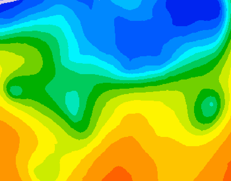 GDPS 500 millibar geopotential height 018 hour forecast chart for Canada based on 2026/10/23 1200Z data