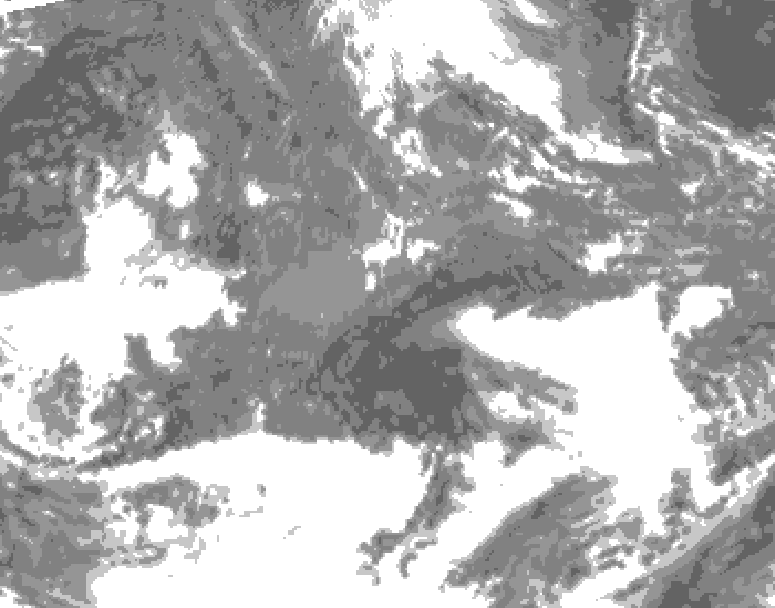 GDPS total cloud 132 hour forecast chart for Canada based on 2026/10/23 1200Z data