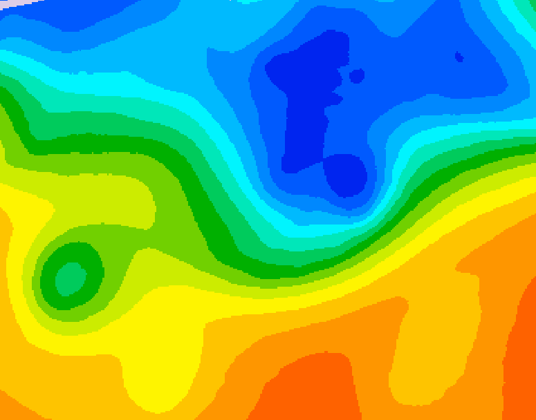 GDPS 500 millibar geopotential height 024 hour forecast chart for Canada based on 2026/10/25 0000Z data