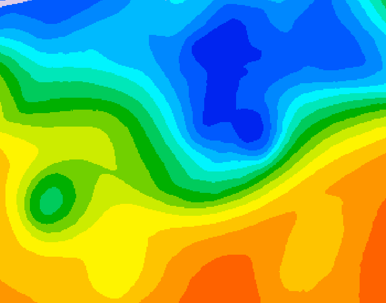 GDPS 500 millibar geopotential height 012 hour forecast chart for Canada based on 2026/10/25 1200Z data