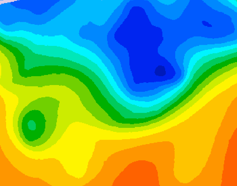 GDPS 500 millibar geopotential height 018 hour forecast chart for Canada based on 2026/10/25 1200Z data
