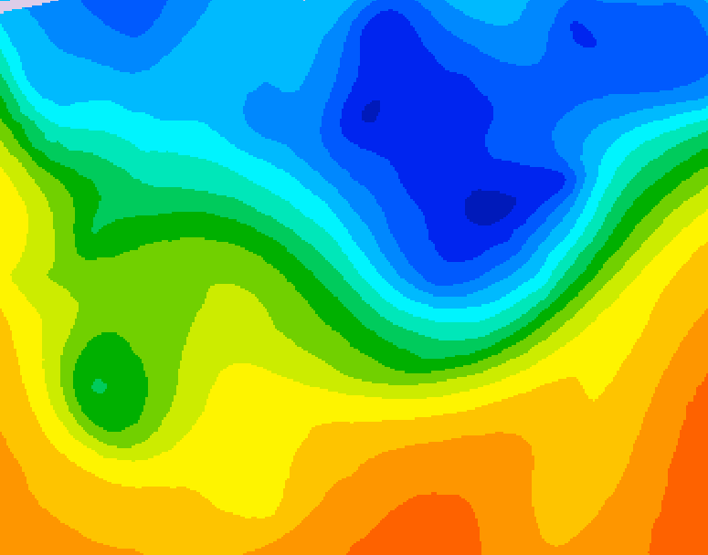GDPS 500 millibar geopotential height 024 hour forecast chart for Canada based on 2026/10/25 1200Z data