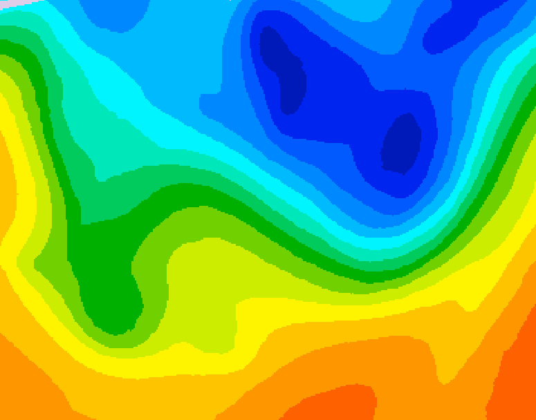GDPS 500 millibar geopotential height 036 hour forecast chart for Canada based on 2026/10/25 1200Z data