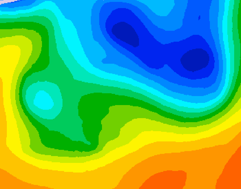GDPS 500 millibar geopotential height 054 hour forecast chart for Canada based on 2026/10/25 1200Z data