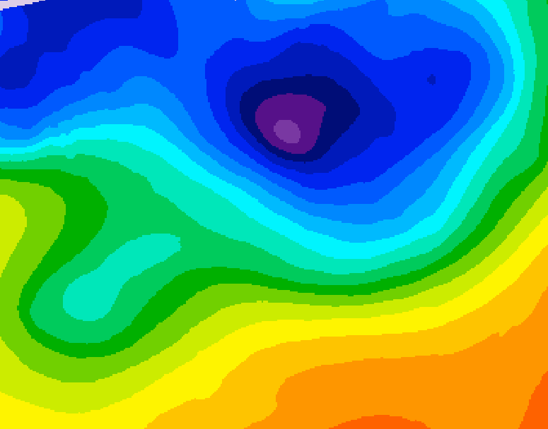 GDPS 500 millibar geopotential height 126 hour forecast chart for Canada based on 2026/10/25 1200Z data