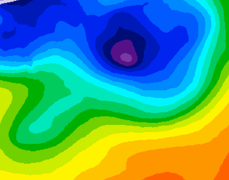 GDPS 500 millibar geopotential height 132 hour forecast chart for Canada based on 2026/10/25 1200Z data
