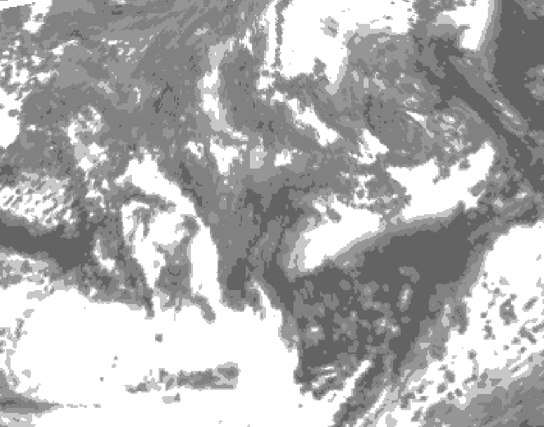 GDPS total cloud 234 hour forecast chart for Canada based on 2026/10/25 1200Z data