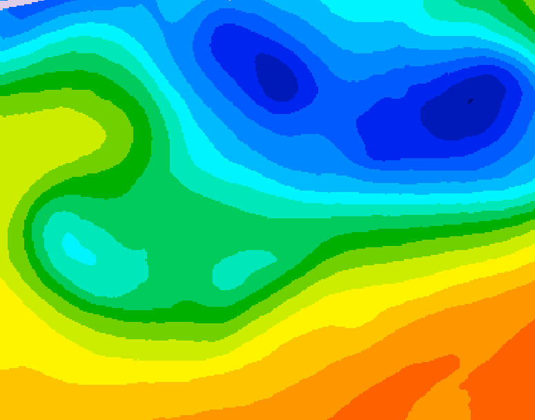 GDPS 500 millibar geopotential height 030 hour forecast chart for Canada based on 2026/10/27 1200Z data