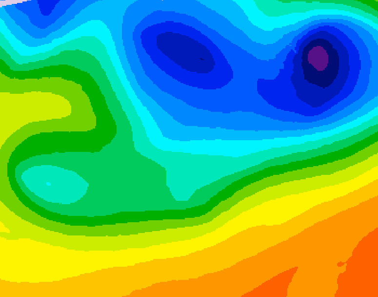 GDPS 500 millibar geopotential height 042 hour forecast chart for Canada based on 2026/10/27 1200Z data