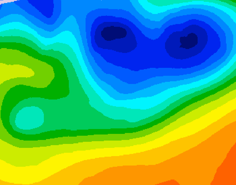 GDPS 500 millibar geopotential height 054 hour forecast chart for Canada based on 2026/10/27 1200Z data