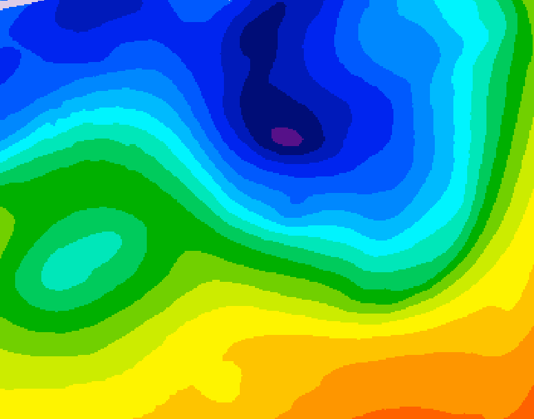 GDPS 500 millibar geopotential height 090 hour forecast chart for Canada based on 2026/10/27 1200Z data