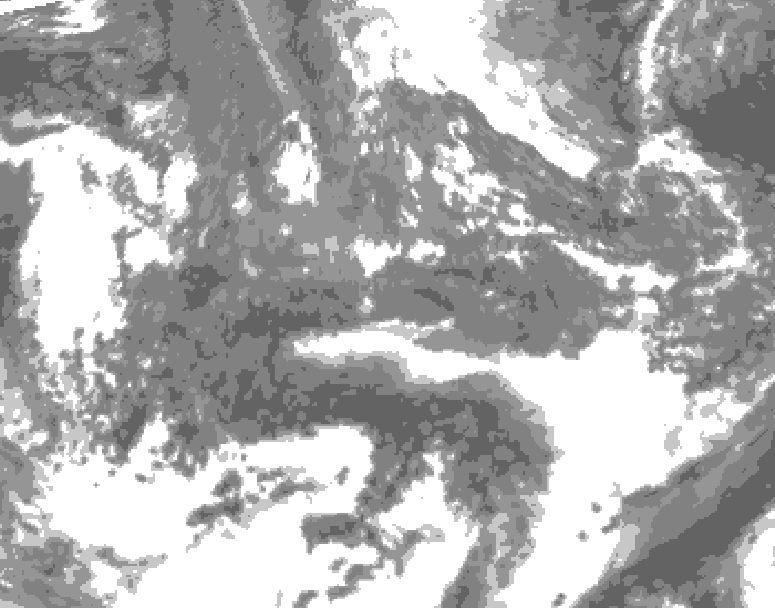 GDPS total cloud 018 hour forecast chart for Canada based on 2026/10/27 1200Z data