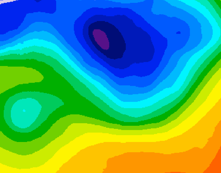 GDPS 500 millibar geopotential height 036 hour forecast chart for Canada based on 2026/10/29 0000Z data