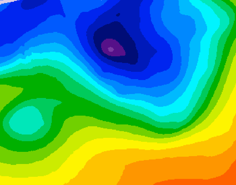 GDPS 500 millibar geopotential height 036 hour forecast chart for Canada based on 2026/10/29 1200Z data