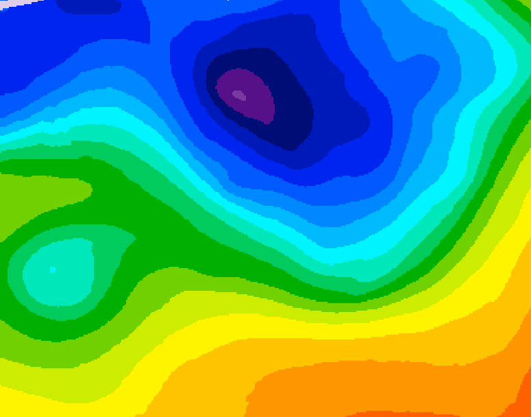 GDPS 500 millibar geopotential height 018 hour forecast chart for Canada based on 2026/10/30 0000Z data