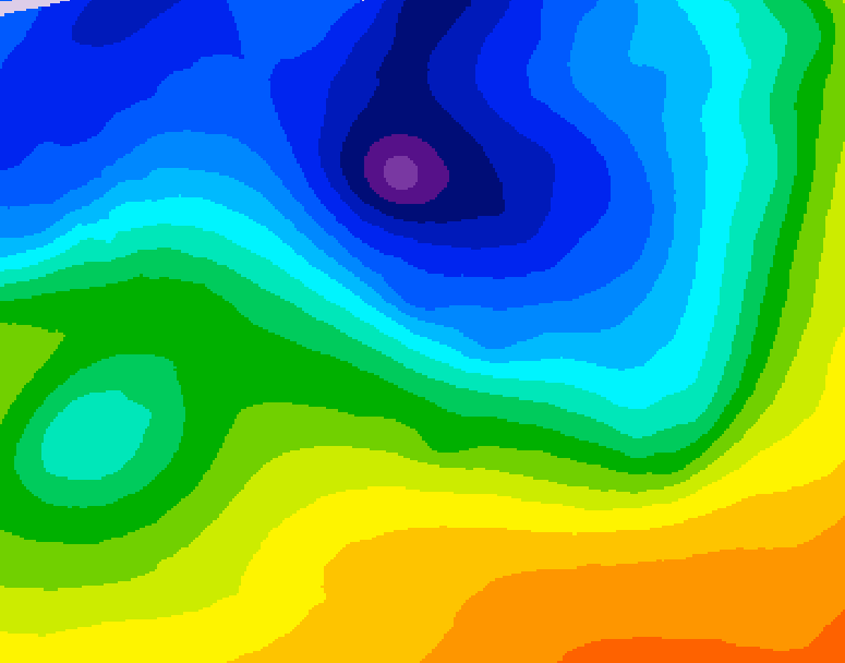 GDPS 500 millibar geopotential height 030 hour forecast chart for Canada based on 2026/10/30 0000Z data