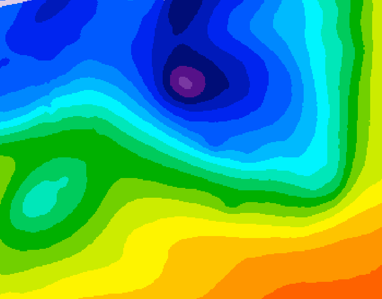 GDPS 500 millibar geopotential height 036 hour forecast chart for Canada based on 2026/10/30 0000Z data