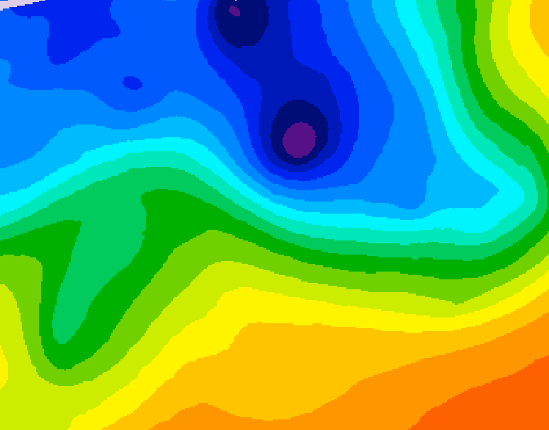 GDPS 500 millibar geopotential height 054 hour forecast chart for Canada based on 2026/10/30 0000Z data