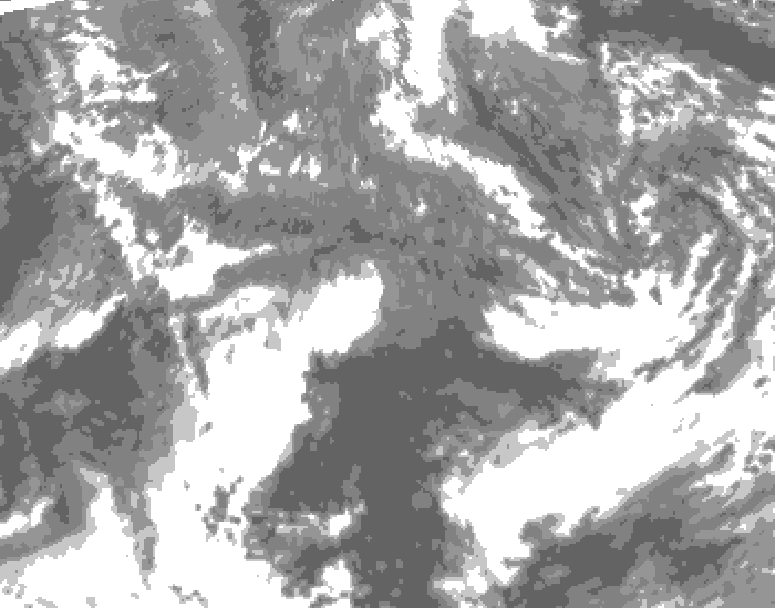 GDPS total cloud 102 hour forecast chart for Canada based on 2026/10/30 0000Z data