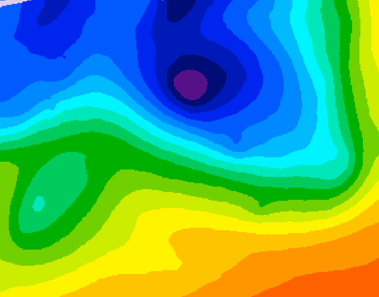 GDPS 500 millibar geopotential height 018 hour forecast chart for Canada based on 2026/10/31 0000Z data