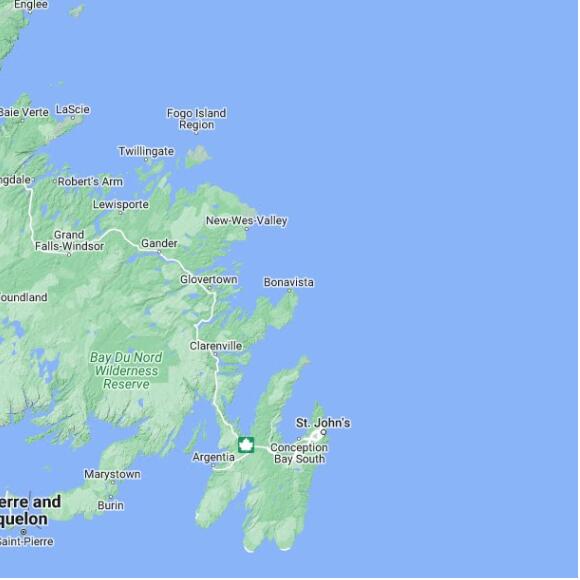 basemap 480 by 480 kms centered on station CAVAM at BONAVISTA NL