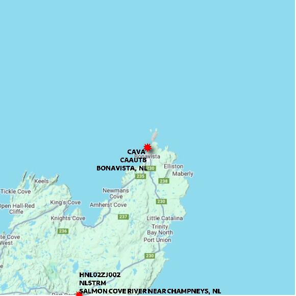 map at zoomlvl 60x60 kilometres for BONAVISTA