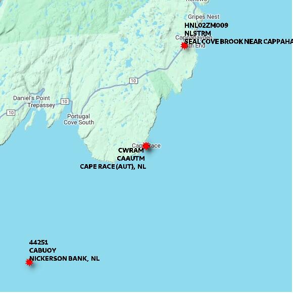 map at zoomlvl 60x60 kilometres for CAPE RACE (AUT)