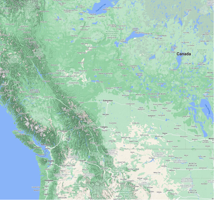 Basemap for Western Canada