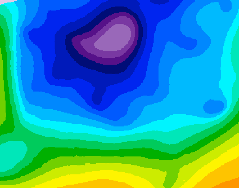 GDPS 500 millibar geopotential height 030 hour forecast chart for Canada based on 2026/02/15 0000Z data