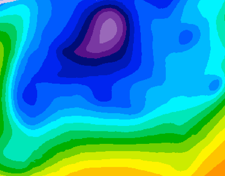 GDPS 500 millibar geopotential height 042 hour forecast chart for Canada based on 2026/02/15 0000Z data