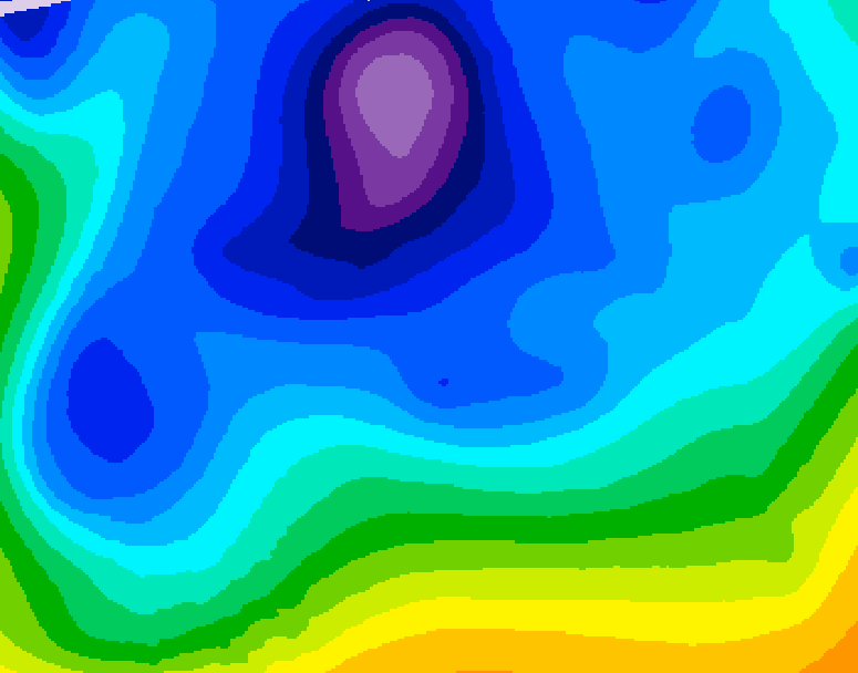GDPS 500 millibar geopotential height 054 hour forecast chart for Canada based on 2026/02/15 0000Z data