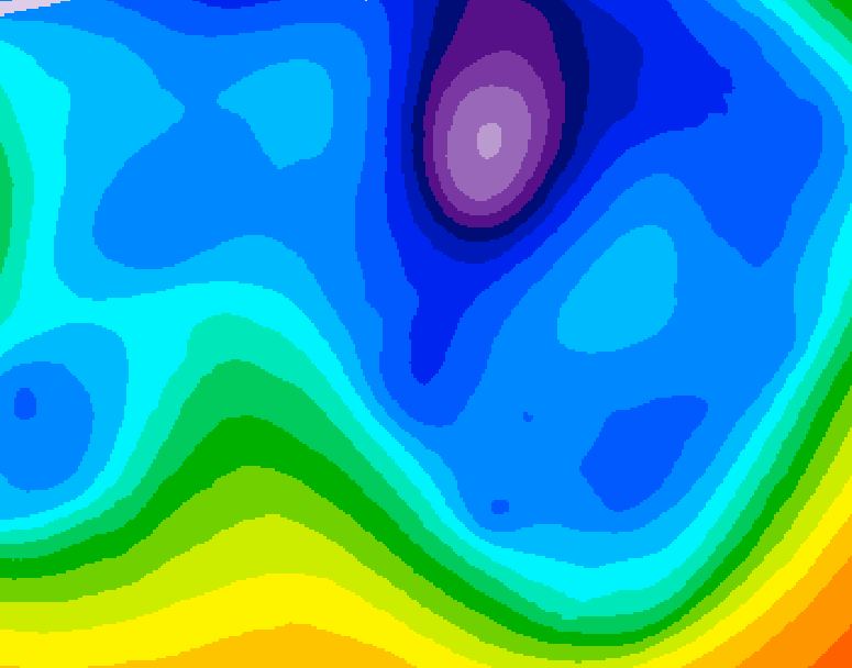 GDPS 500 millibar geopotential height 198 hour forecast chart for Canada based on 2026/02/15 0000Z data